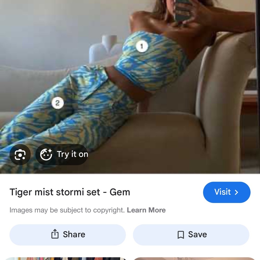 Tiger Mist blue and yellow print PANTS ONLY